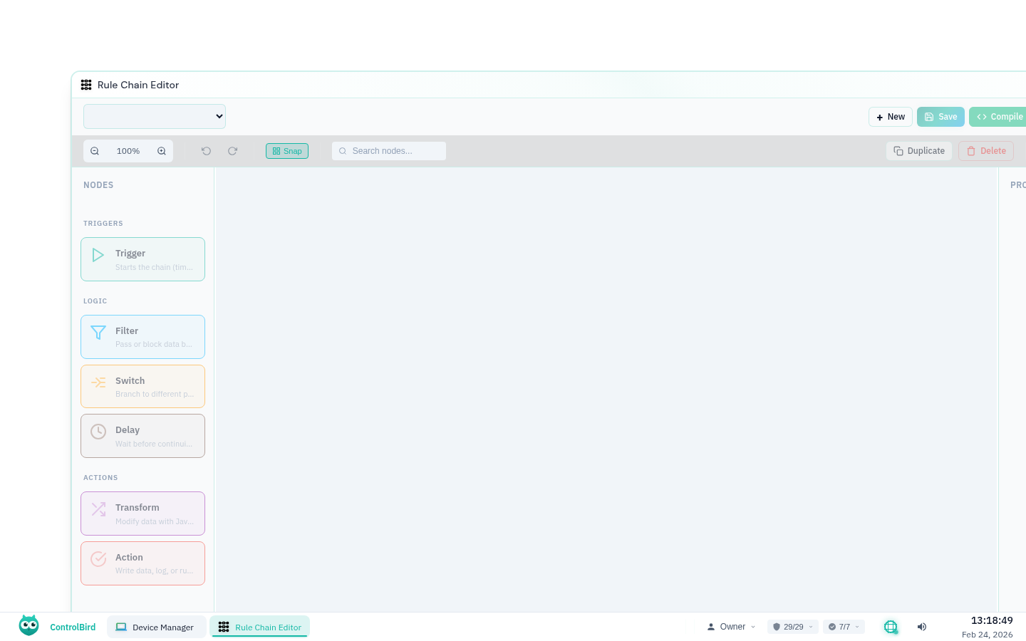 Rule Chain Editor empty state