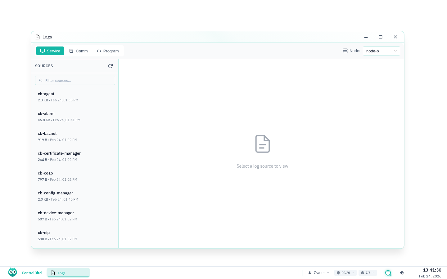 Instance Logs section in Node Detail