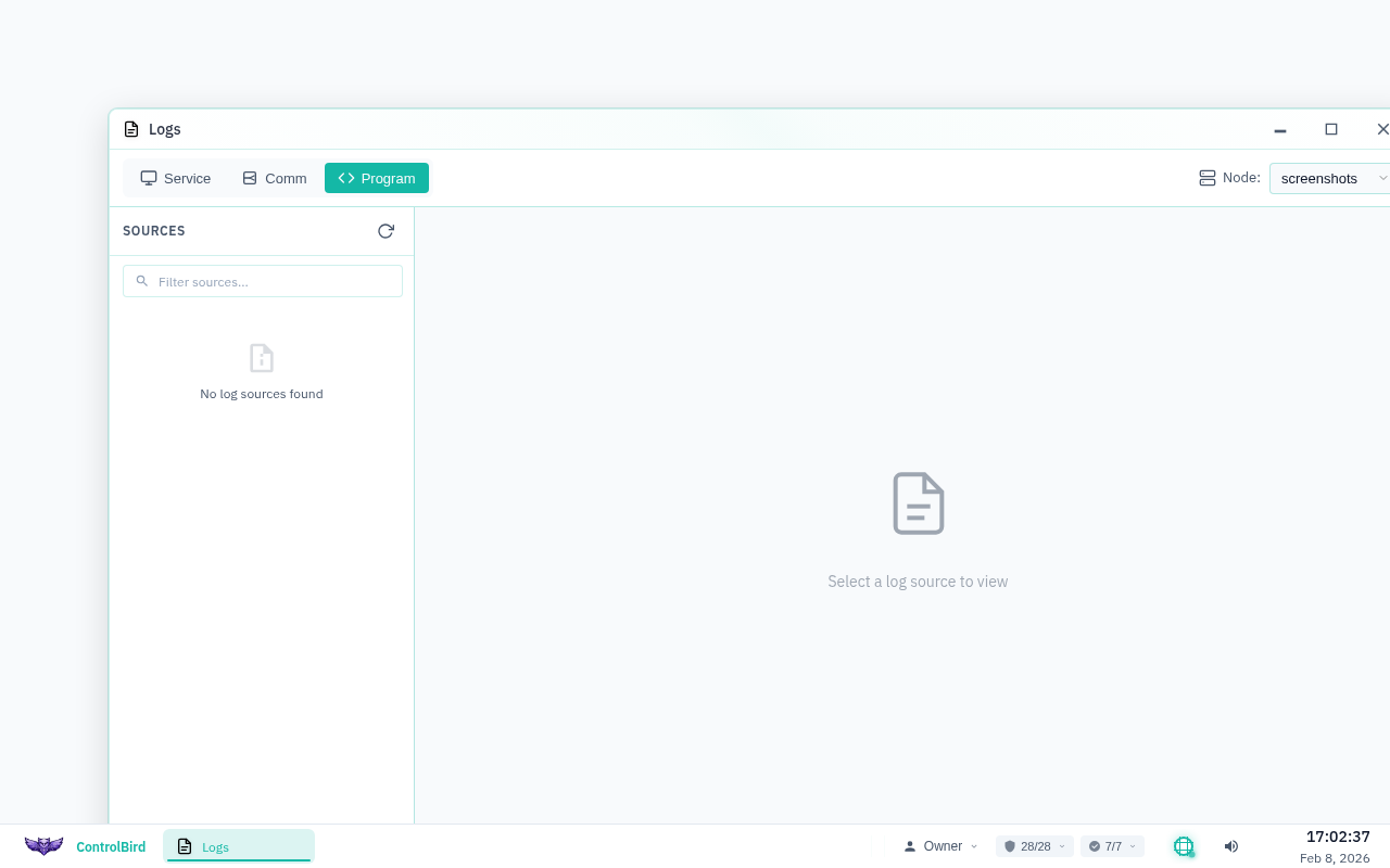 Program log tab in Script Manager
